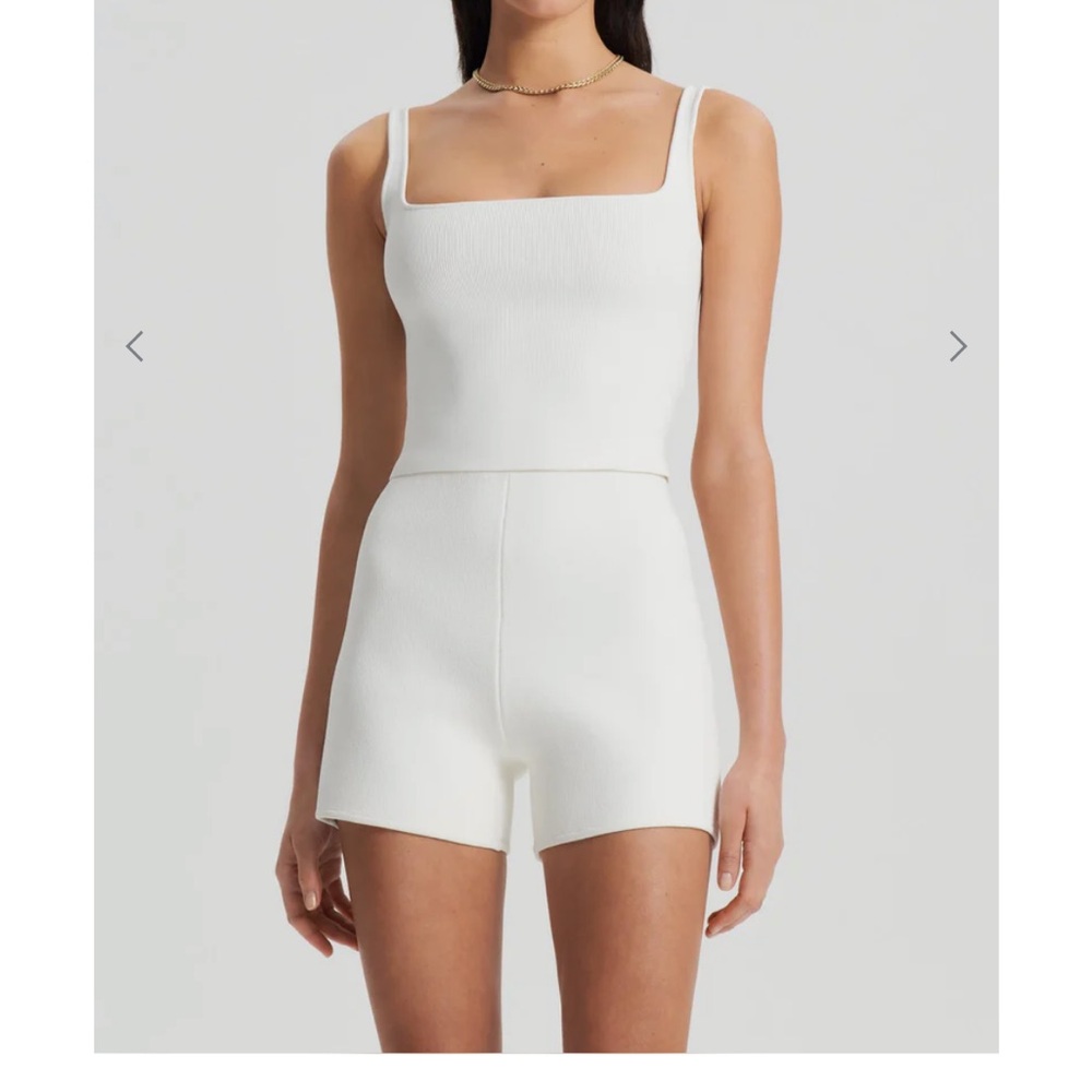 Cropped Knit Crepe Square Camisole